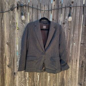 Armani Exchange Grey Black Women's Single Breasted Rayon Blazer Jacket size 0
